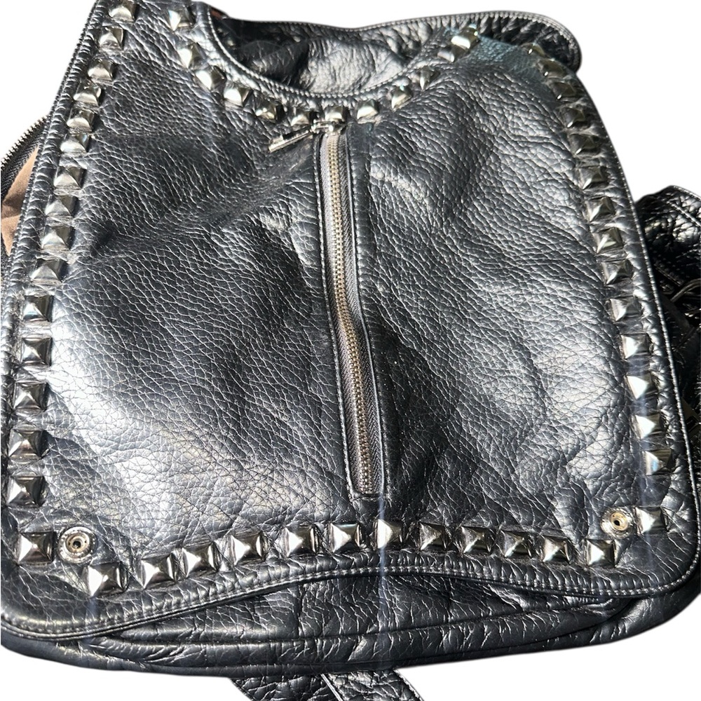 Studded Black Leather Backpack